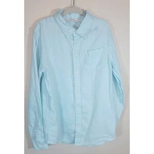 Janie and Jack 100% Linen Button-Down Shirt Light Blue Kids 7